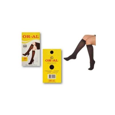 ORAL Black 6 Pairs Pack Women Stretchy Spandex Trouser Socks Opaque Knee High